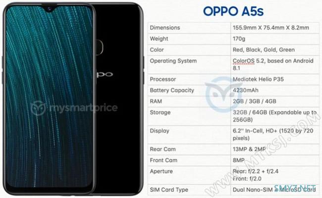 或内置helio P35八核！OPPO A5s传出！