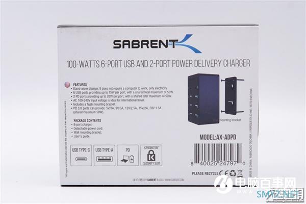 拆解报告：SABRENT 100W 8口PD快充充电器AX-ADPD