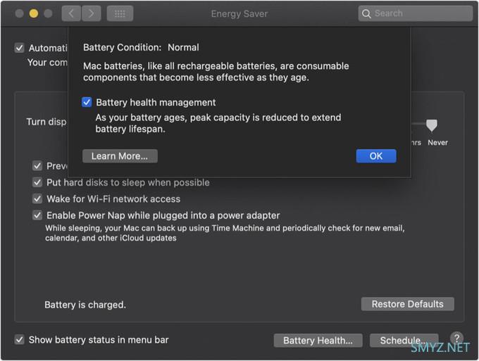 苹果在 macOS 中引入新的电源管理功能，将改善充放电时的电池损耗