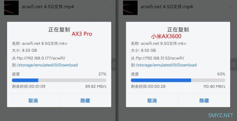 小米AX3600与华为AX3 Pro无线速度对比评测