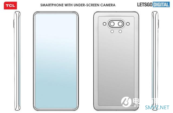 TCL新机外观专利曝光：屏下摄像头 全身无按键