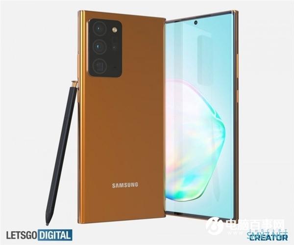 三星Note 20 Ultra高清渲染图：挖孔屏设计、后置镜头超大