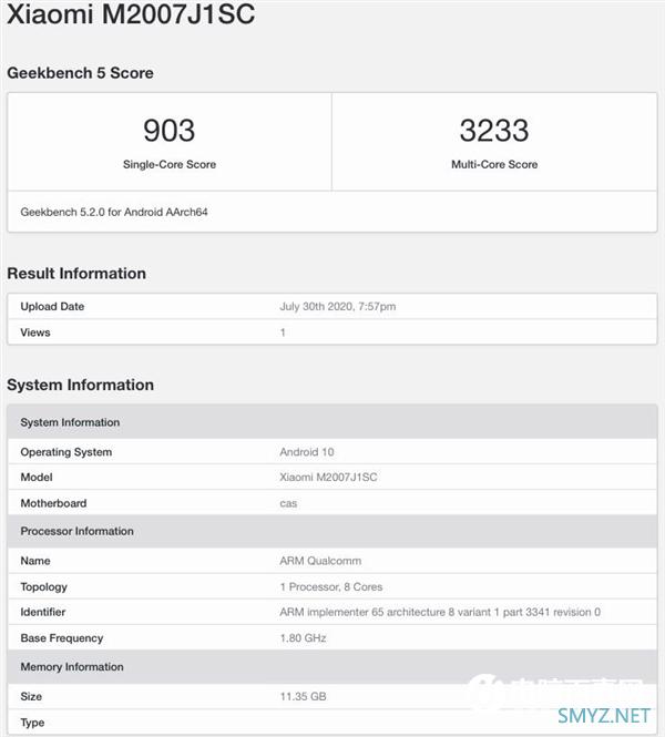“超大杯”小米10 Pro+现身GeekBench：骁龙865+12G内存