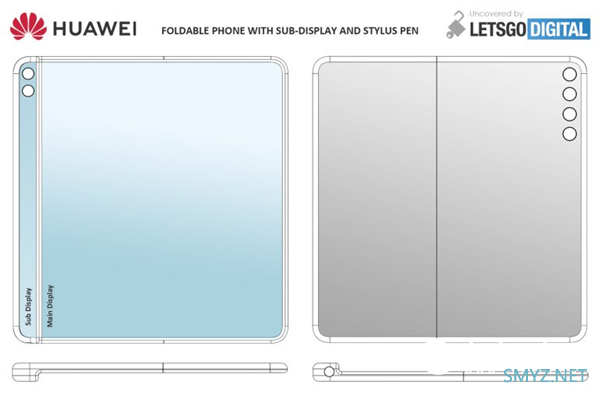 华为新折叠屏手机设计专利曝光：屏幕向内折叠 配有手写笔