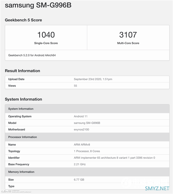 PK骁龙875 三星Exynos 2100性能跑分出炉：和苹果A13仍有差距