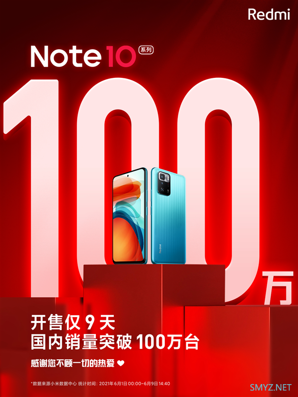 开售仅9天：Redmi Note10系列国内销量破100万