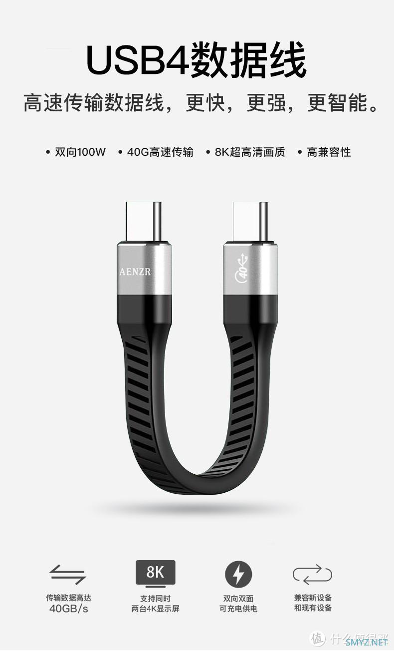 AENZR泽熙40Gbps usb4数据线评测