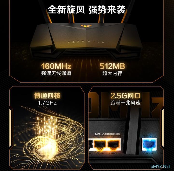 华硕TUF-AX3000V2 小旋风新品预售，2.5G网口只能做WAN口