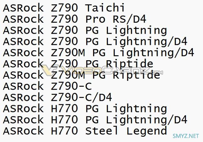 网传丨华擎新 Z790 / H770 主板型号曝光，还有DDR4内存版本