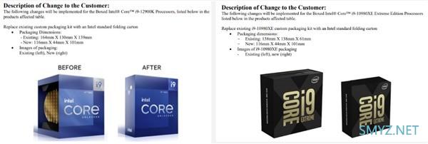 降成本：英特尔简配酷睿 i9-12900K 和 i9-10980XE 的包装盒