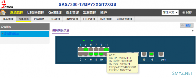 兮克万兆交换机SKS7300-12GPY2XGT2XGS拆机，网管交换机2.5G+10G光电组合