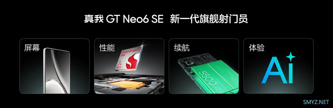 真我 GT Neo6 SE 发布：第三代骁龙7+、6000nit无双屏、5500mAh+100W1699元起