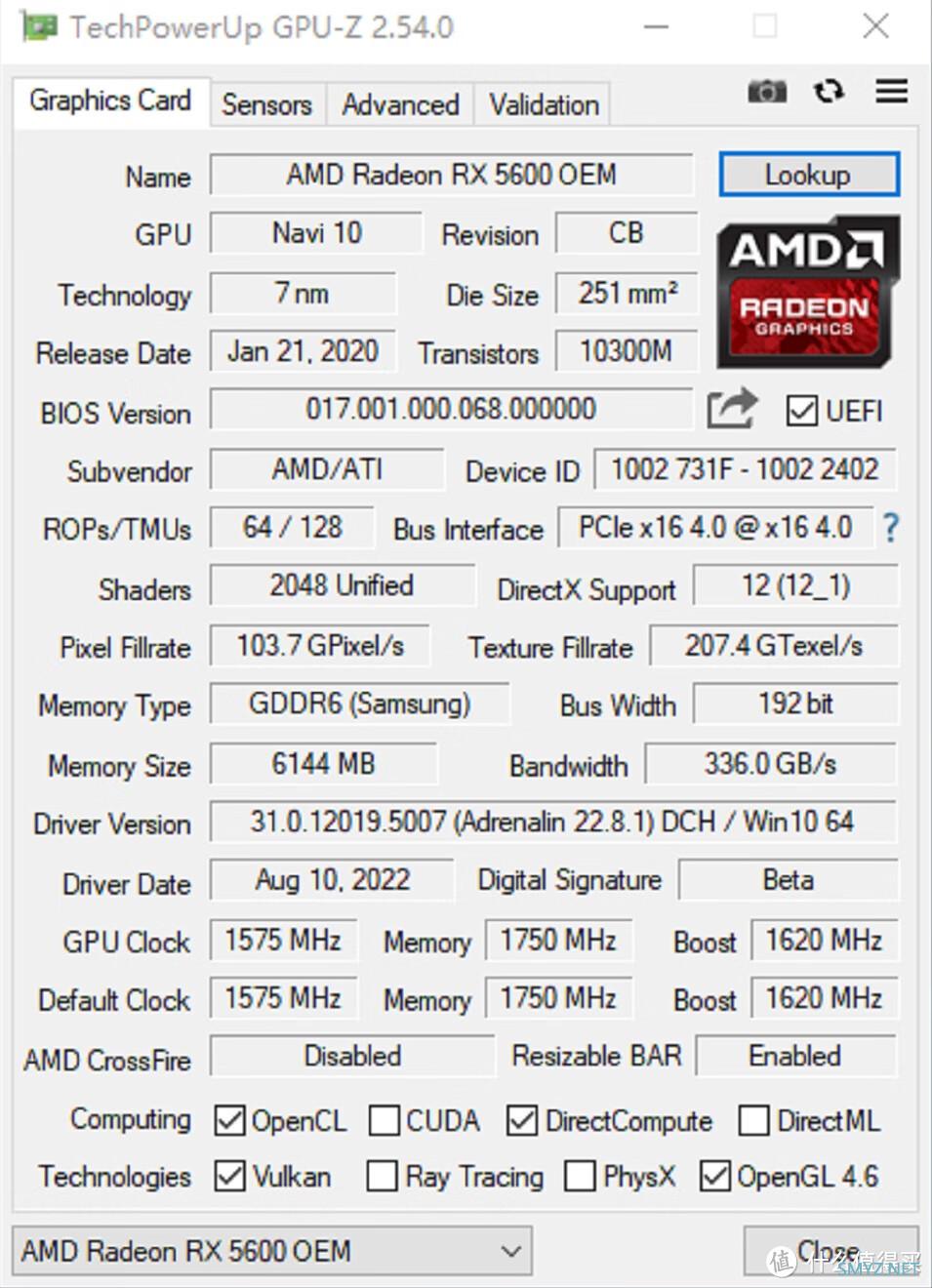 苏氏遗孤 秽土转生 AMD RX5600 OEM 6GB显卡全解析